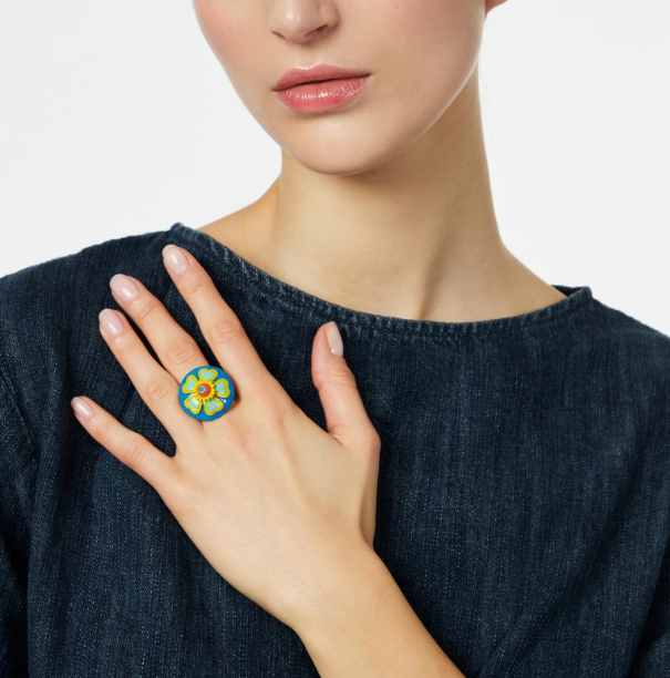 Anello con creazione a fiore Partenope - Multicolor