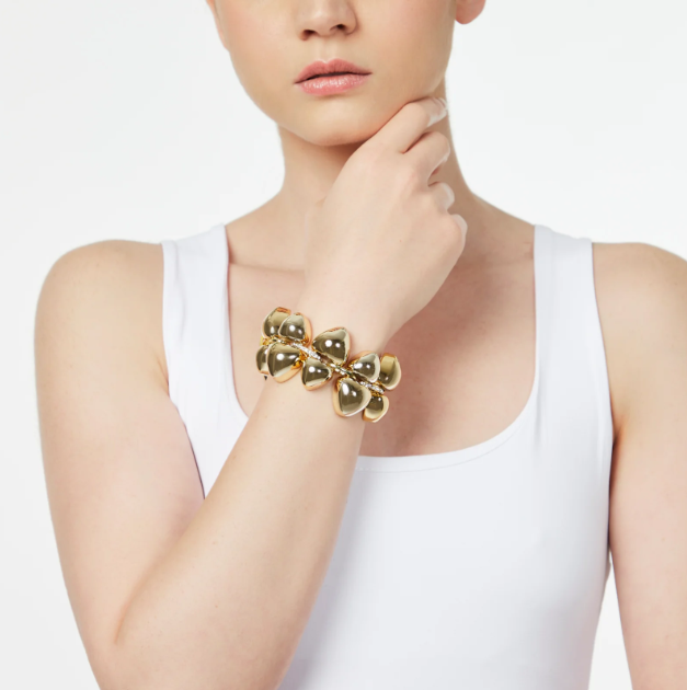 BRACCIALE CON GRANDI GEMME METALLO PUPA - ORO