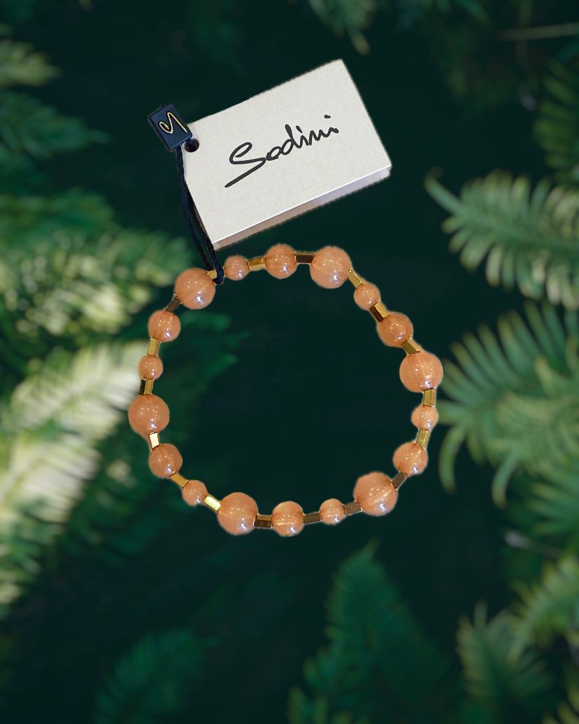 Bracciale elastico sfere e barrette Clorofilla - Beige