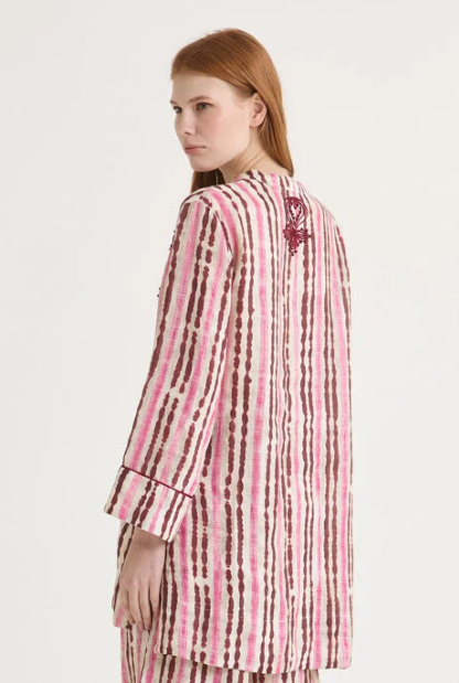 CAMICIA CAFTANO WASHED STRIPES ROSA