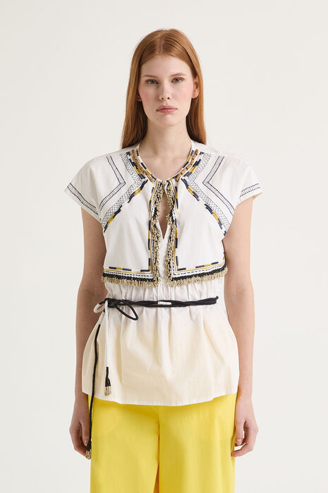 CAMICIA TRIBAL BEADS BIANCO