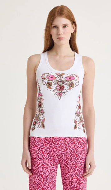 CANOTTA PRECIOUS EMBROIDERY ROSA