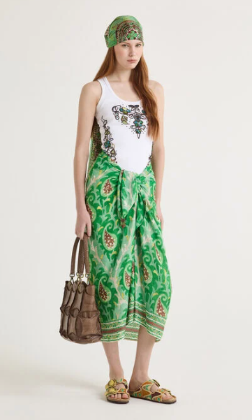 CANOTTA PRECIOUS EMBROIDERY VERDE