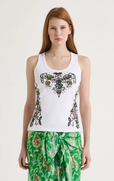 CANOTTA PRECIOUS EMBROIDERY VERDE