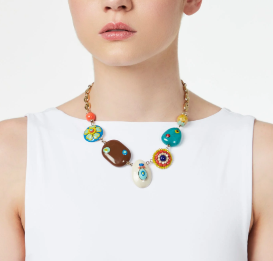 Collana a maglie marinare e charm Partenope - Multicolor