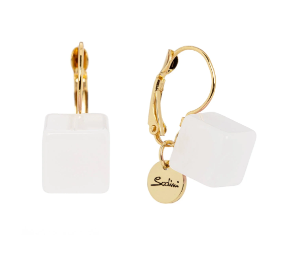 Orecchini a monachella e cubo Kaaba - Bianco