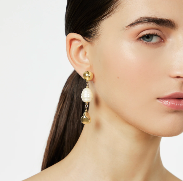 Orecchini calottina e perle Leila - Oro