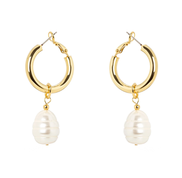 Orecchini cerchietto e perla barocca Leila - Oro