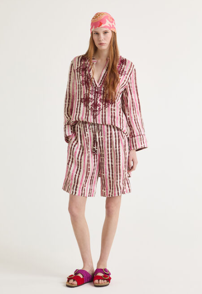 PANTALONE WASHED STRIPES ROSA