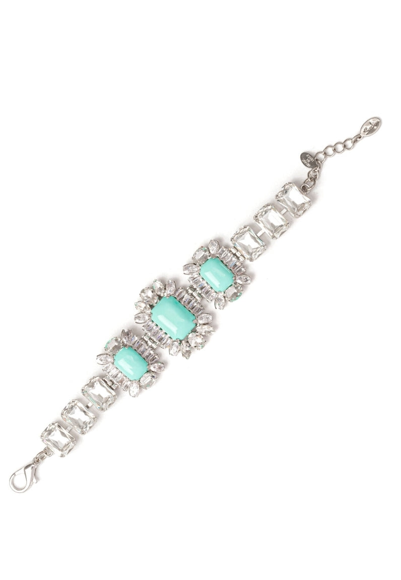 BRACCIALE CRISTALLI E TRE CHARM FAVILLE TURCHESE