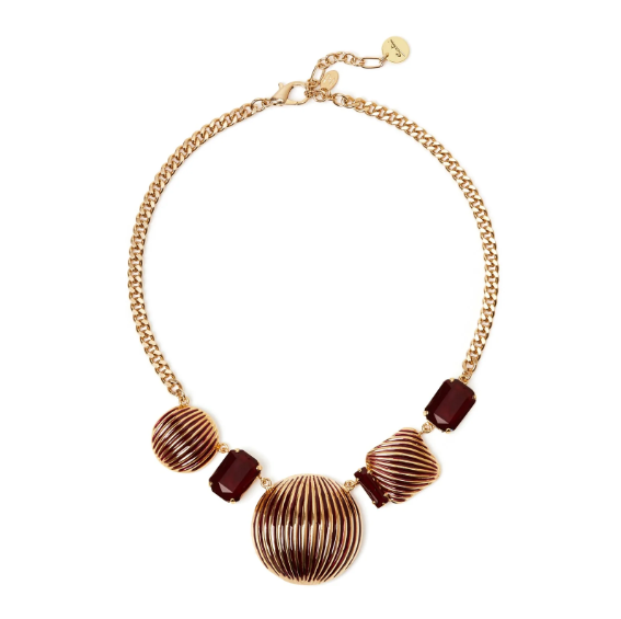 Girocollo groumette e charm a righe Malena - Rosso