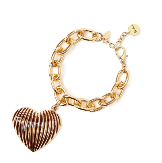 Bracciale catena e cuore Malena - Rosso