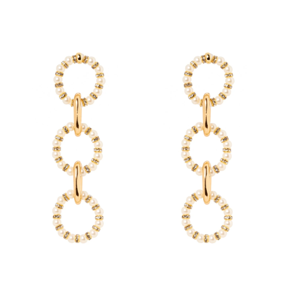 Orecchini a tre cerchi incatenati Drusilla - Bianco