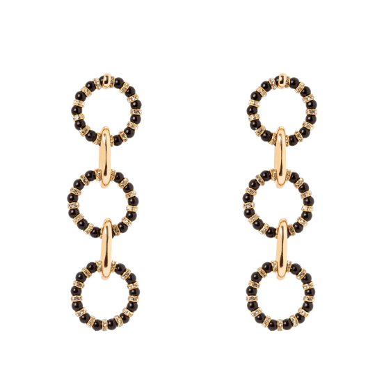 Orecchini a tre cerchi incatenati Drusilla - Nero