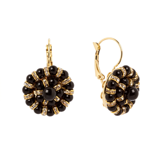 Orecchini monachella e fiore Drusilla - Nero