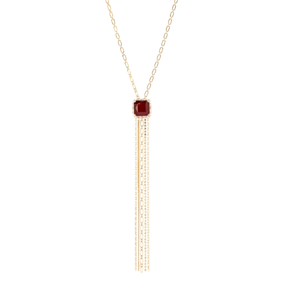 Collana cristallo e frangia Semira - Rosso