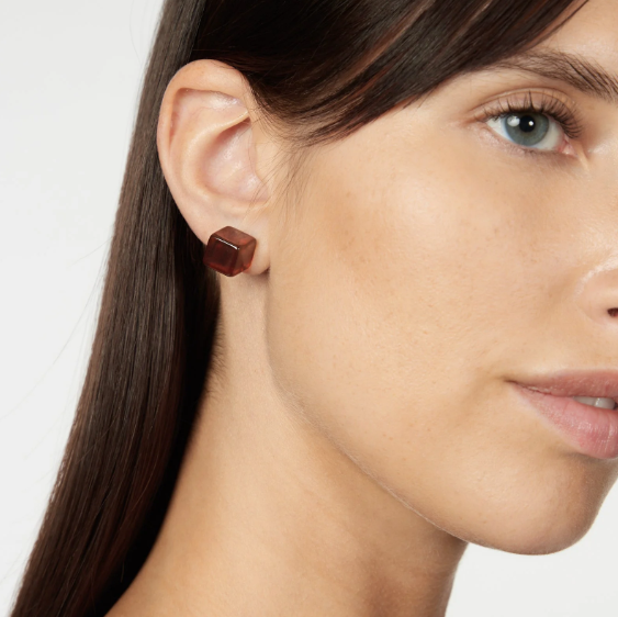 Orecchini cubetto Yaba - Marrone