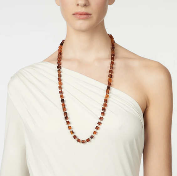 Collana con elementi cubici Yaba - Marrone