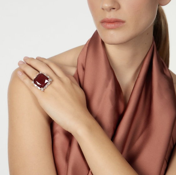 Anello quadrato Semira - Rosso