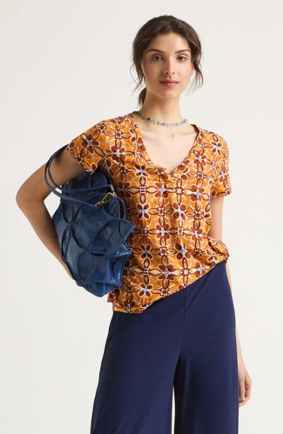 T-SHIRT CALEIDO FLOWER ARANCIO