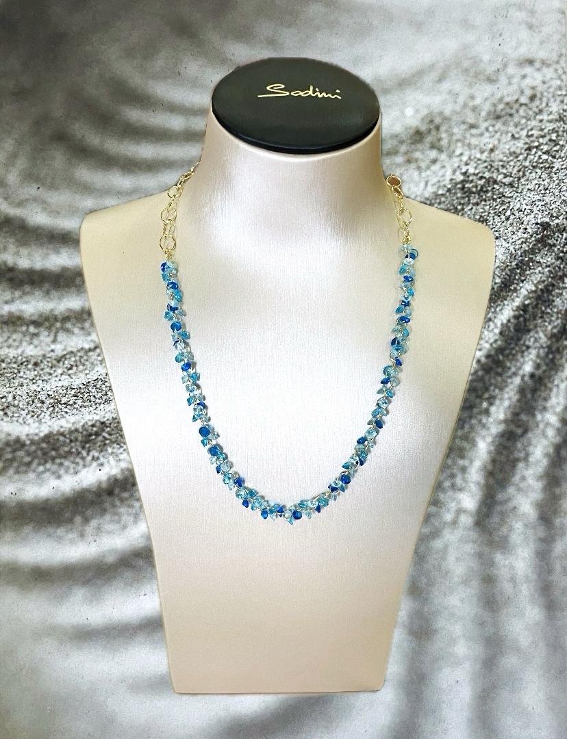 Collana corta con piccoli zirconi Blu Kristall