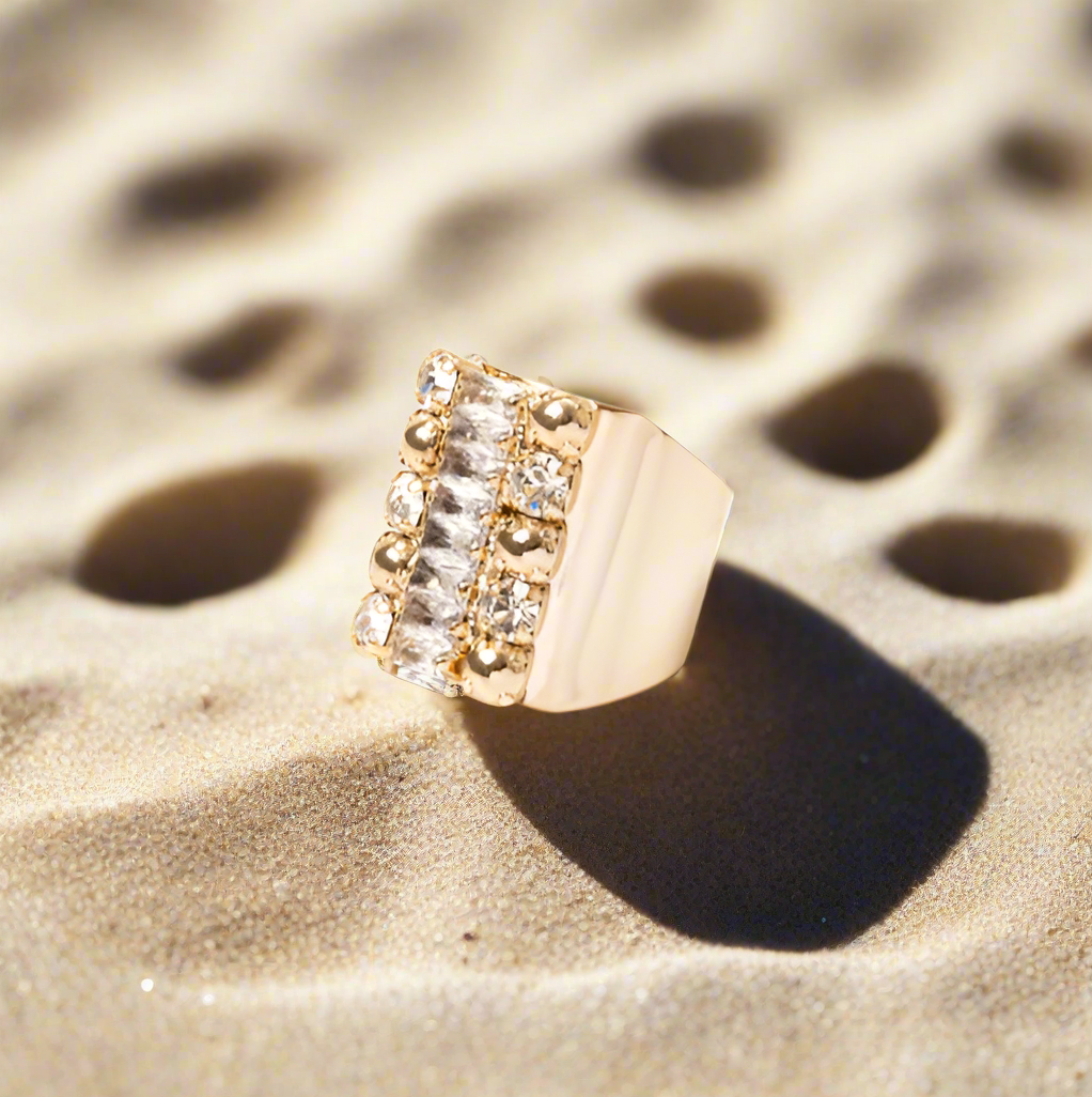 Anello con cristallo Babilonia - Oro e bianco