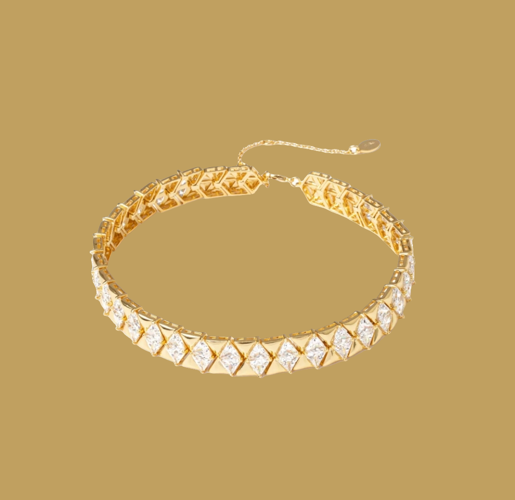 CHOKER TRIANGOLI OTTONE E ZIRCONI EVA