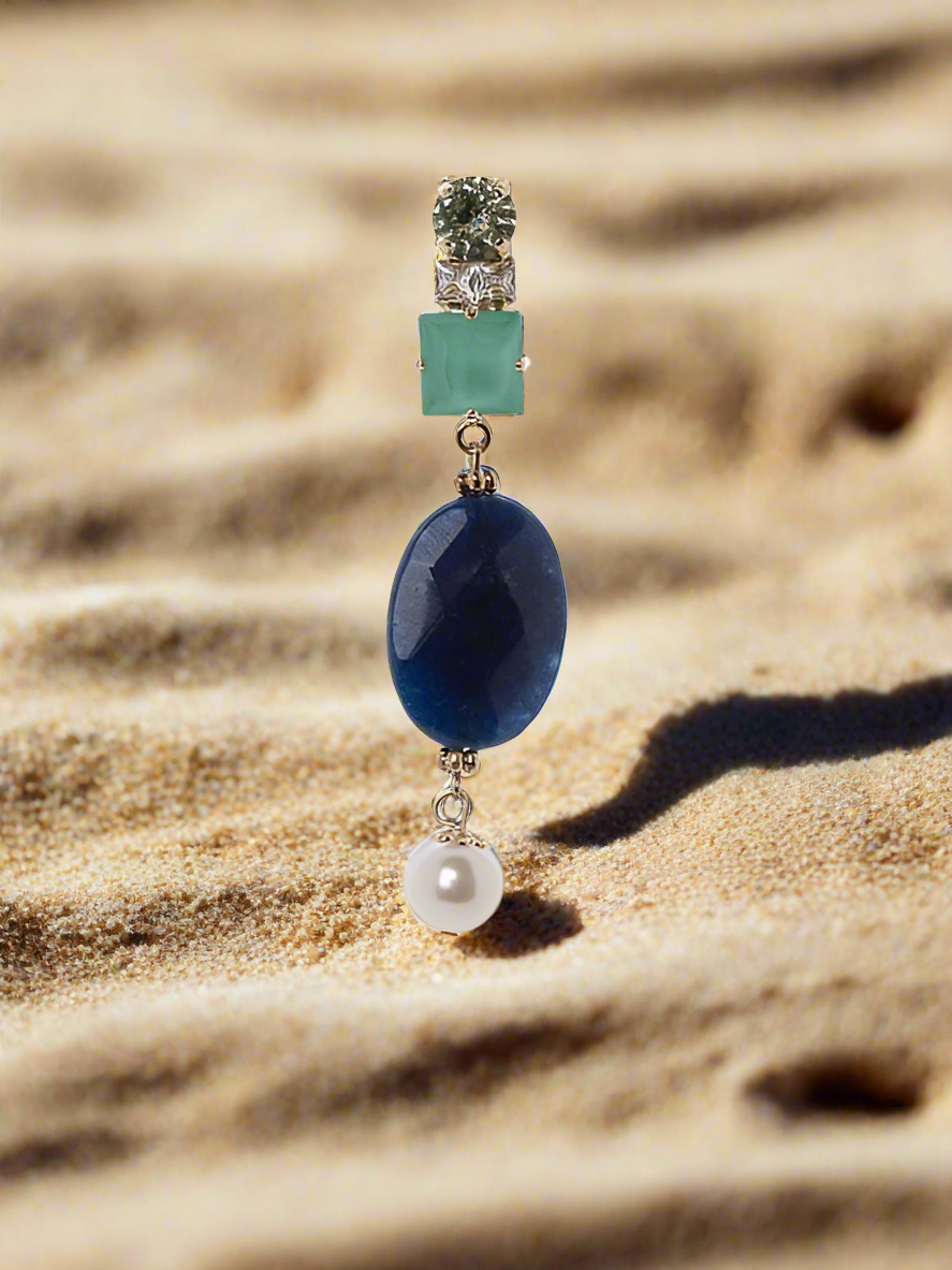 Orecchini lunghi con pietra ovale Sirens