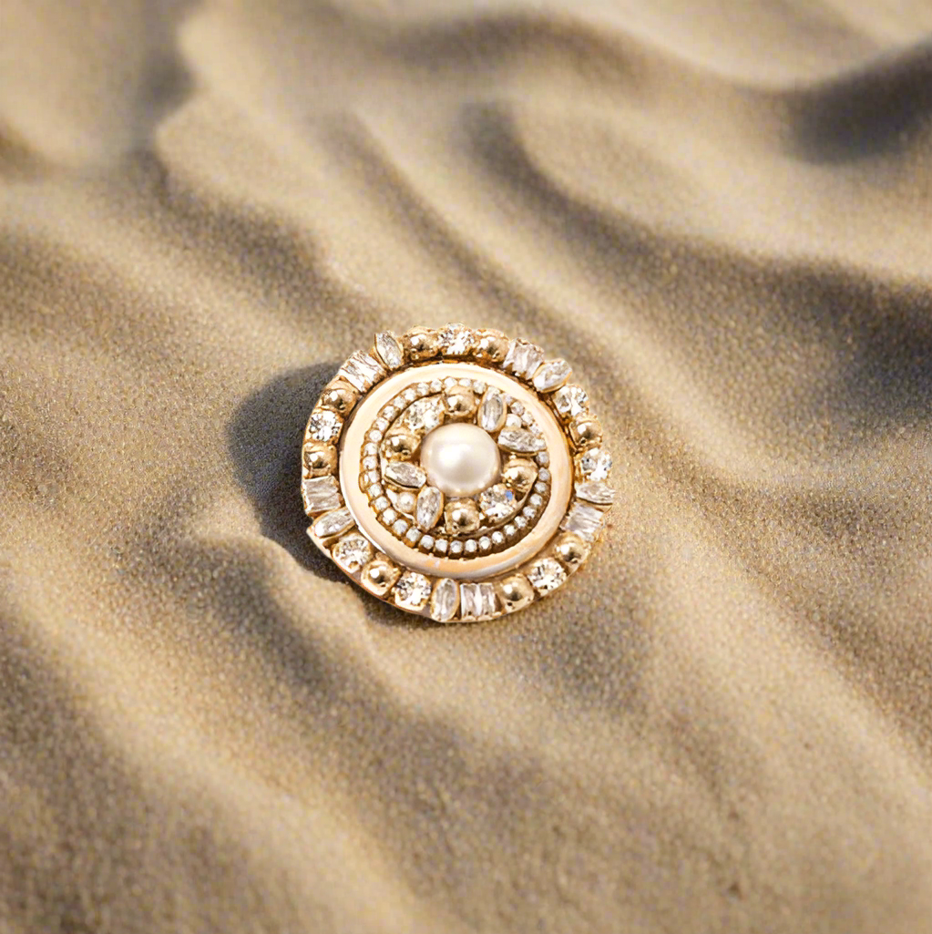 Spilla a disco Babilonia - Oro e bianco