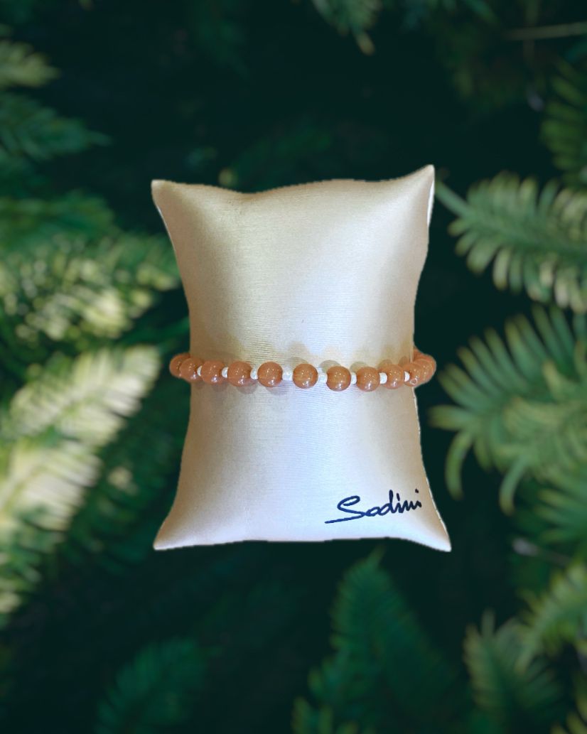 Bracciale elastico perline Clorofilla - Beige