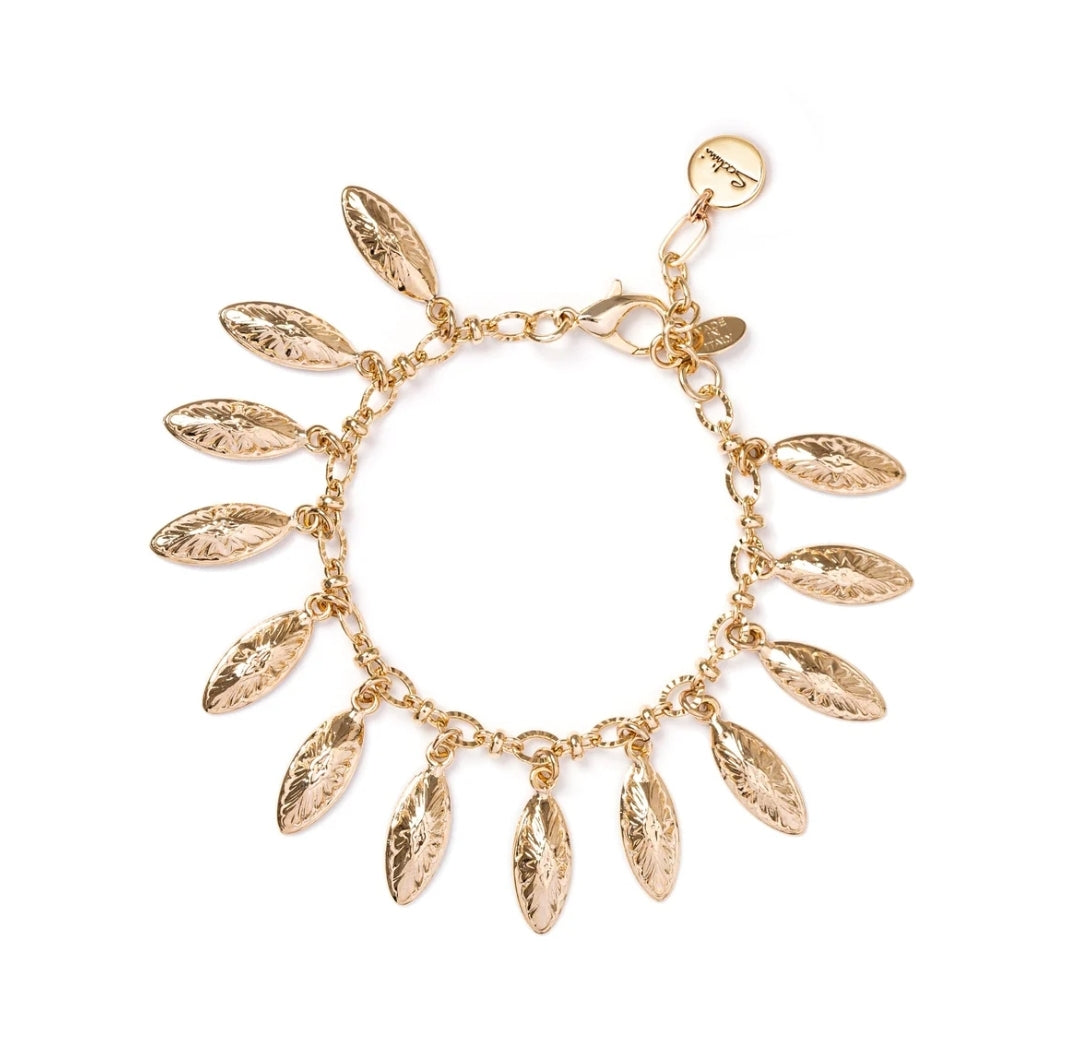 BRACCIALE CON CIONDOLI A FOGLIA ORO AMARANTA