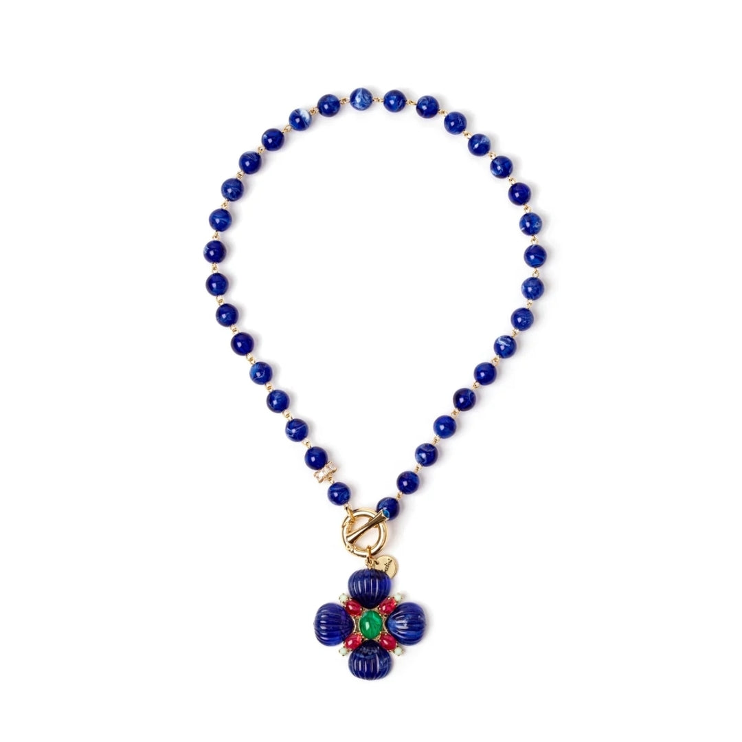COLLANA BOULE E FIORE PENDENTE NELLIE