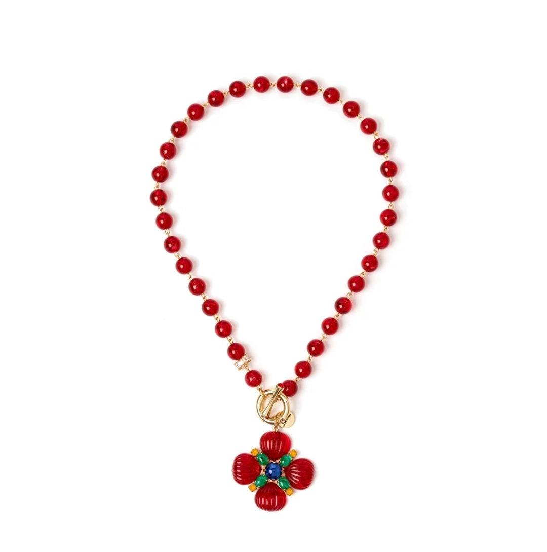 COLLANA BOULE E FIORE PENDENTE NELLIE