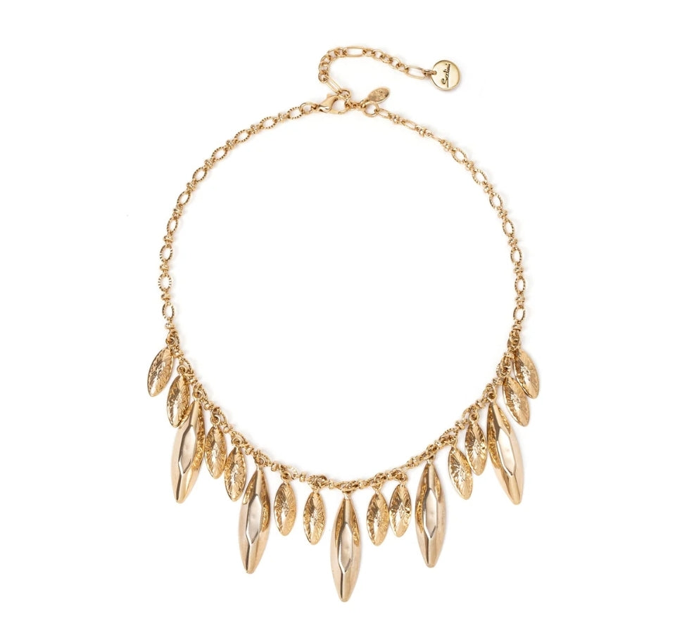 COLLANA CON CIONDOLI A FOGLIA ORO AMARANTA