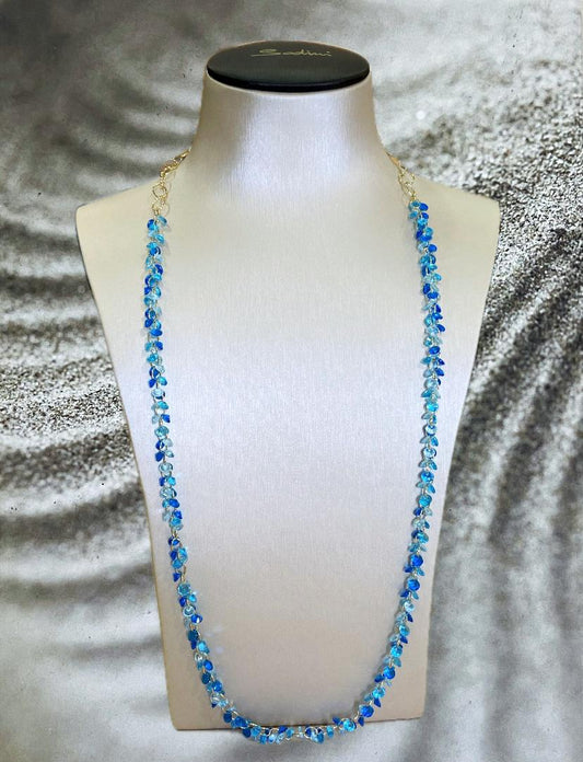 Collana media/lunga con piccoli zirconi Blu Kristall