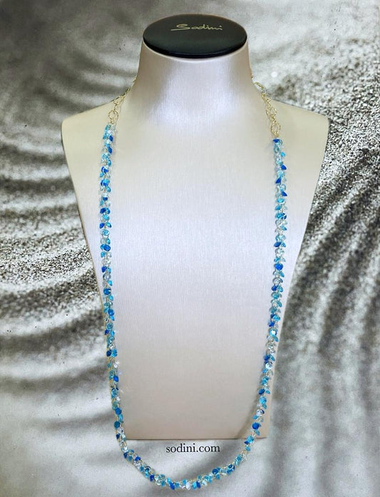Collana lunga con piccoli zirconi Blu Kristall