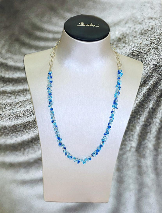 Collana corta/media con piccoli zirconi Blu Kristall