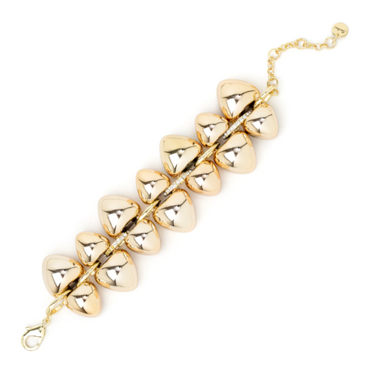 BRACCIALE CON GRANDI GEMME METALLO PUPA - ORO