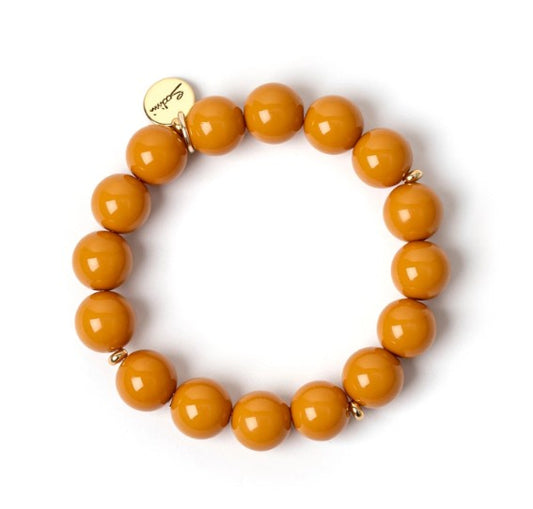 Bracciale elastico a boule Chantal - Senape