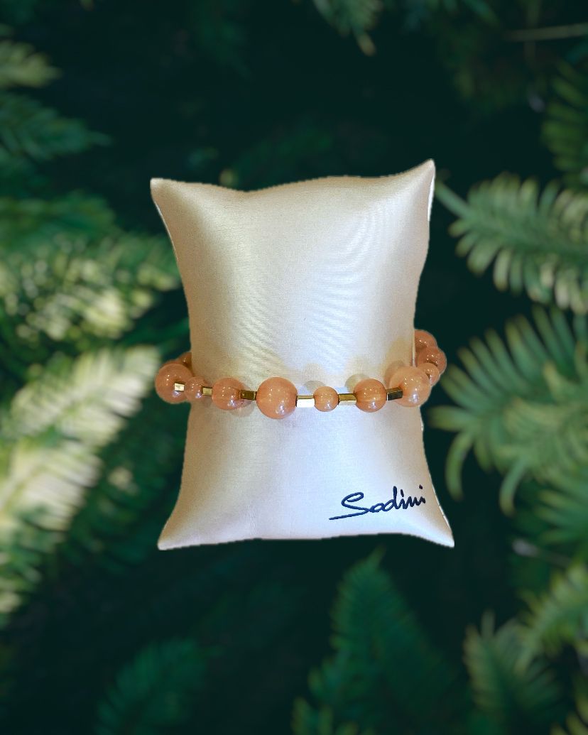 Bracciale elastico sfere e barrette Clorofilla - Beige