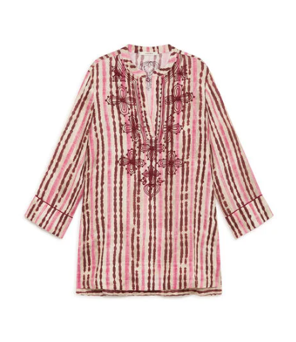 CAMICIA CAFTANO WASHED STRIPES ROSA