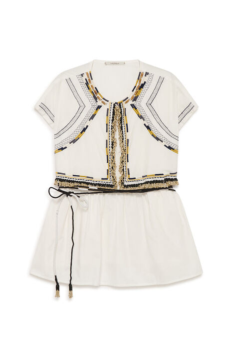 CAMICIA TRIBAL BEADS BIANCO