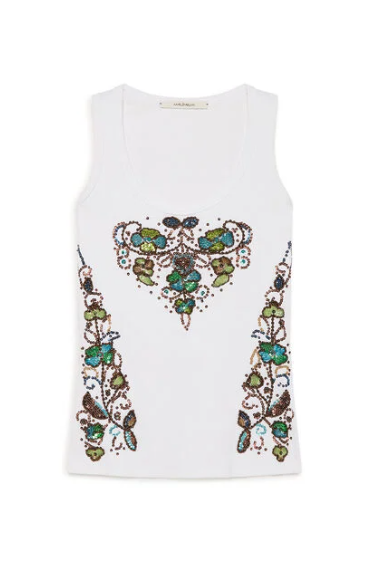 CANOTTA PRECIOUS EMBROIDERY VERDE