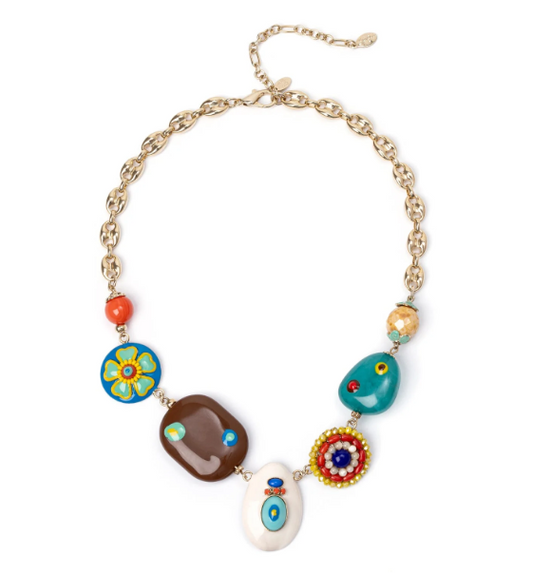 Collana a maglie marinare e charm Partenope - Multicolor
