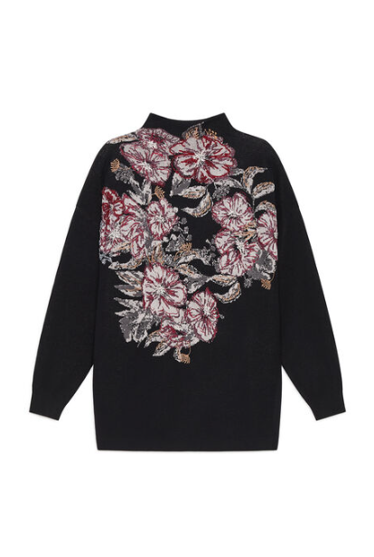 MAGLIA FLOWER JACQUARD - Nero