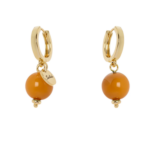 Orecchini a cerchietto e boule pendente Chantal - Senape