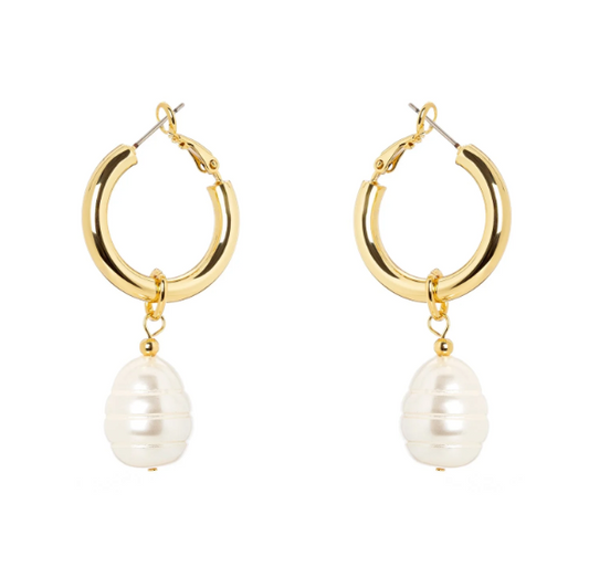 Orecchini cerchietto e perla barocca Leila - Oro