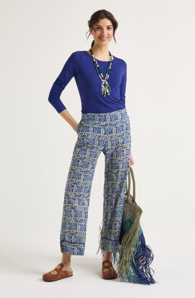 PANTALONE FLOWER BATIK BLU