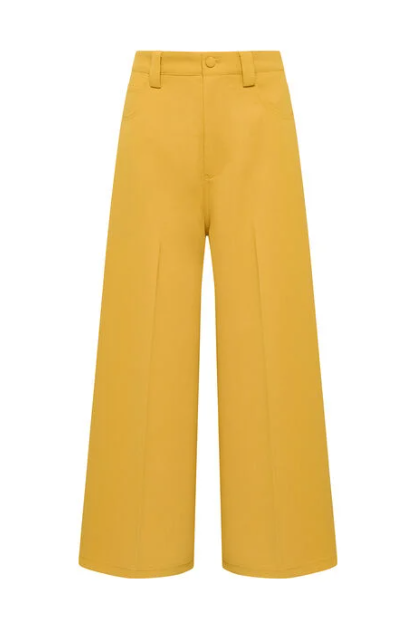 PANTALONE SABLÈ CREPE - Senape