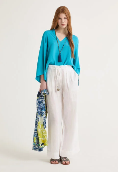 PANTALONE SUMMER LINEN BIANCO